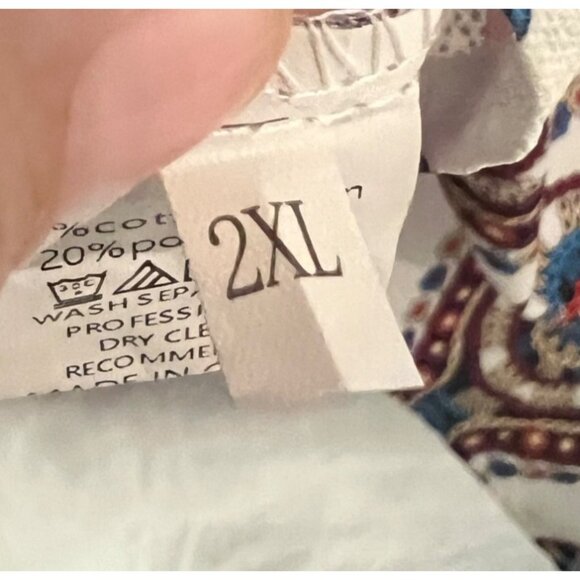 Bohemian 2XLTop Vibrant Medallion Lace-Up Front 1/2 Sleeves Light Breathable - Picture 14 of 16